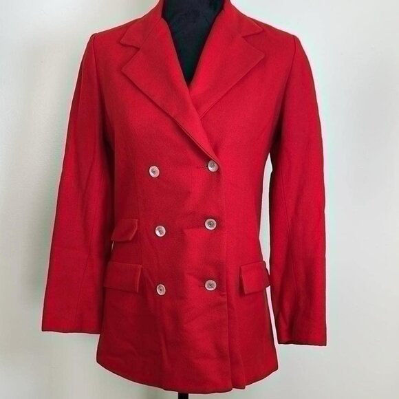 Vintage 70s/80s Red Double-Breasted Blazer Cynet Shops L.S. Ayres SZ 6 Retro - Picture 1 of 14